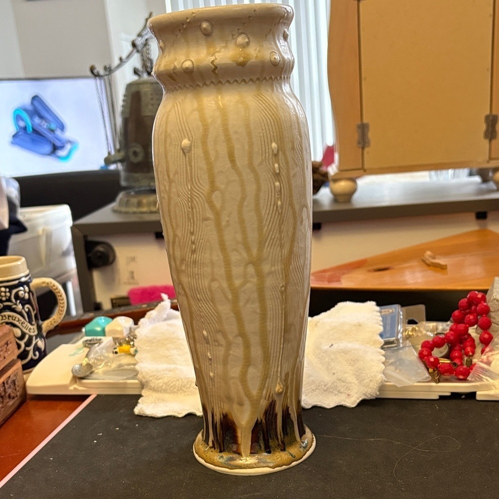 Parsons Dietrich Pottery Canadian Cream and Brown Ceramic Vase